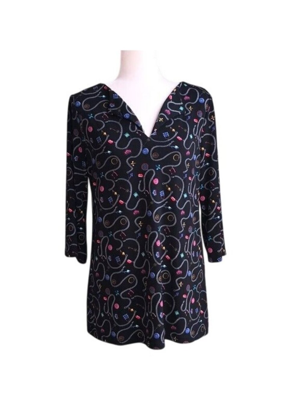 NICOLE MILLER Fashion Charm Bracelet Print Tunic - M